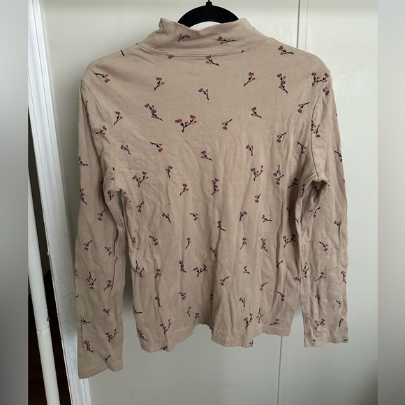 Laura Scott Tan Floral Longsleeve Mockneck Shirt size small - Picture 5 of 5